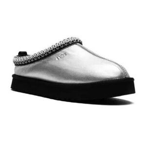 Ugg Tazz Silver Slip On Leather Slipper Metallic Big Kids